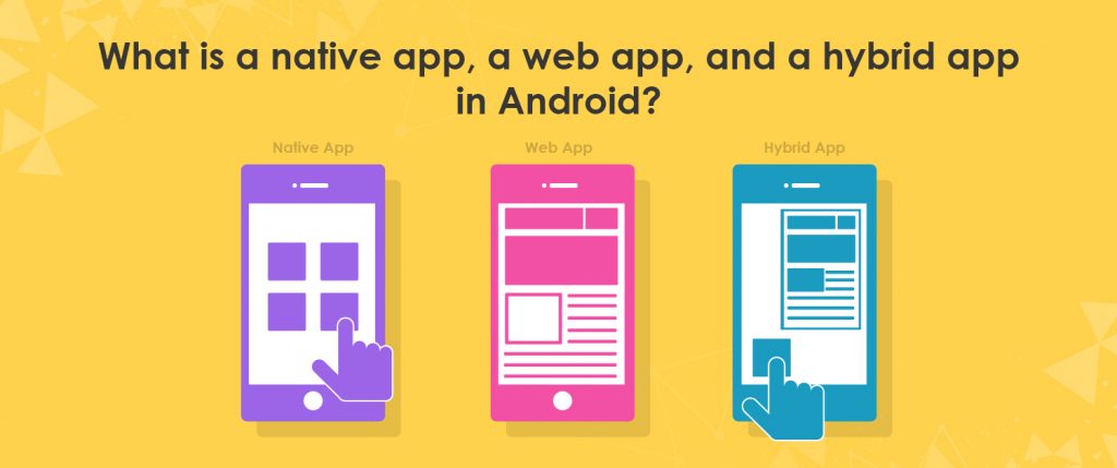 What is a native app, a web app, and a hybrid app in Android?